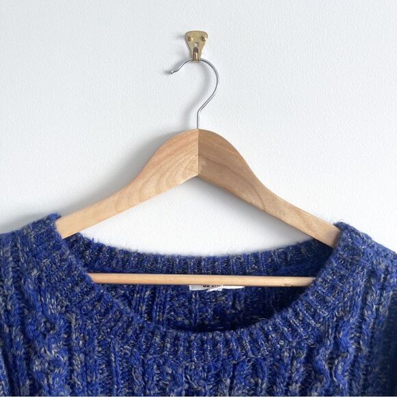 BB Dakota Cable Knit Chunky Sweater Blue Gray Diagonal Zipper Women's M Acrylic - Picture 4 of 12